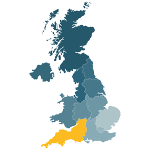 Map of South West region