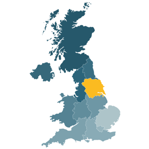 Map of Yorkshire and The Humber region