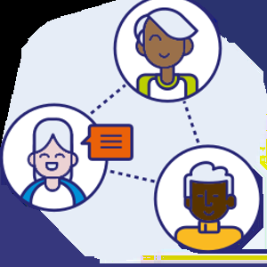 Three public health professionals working collaboratively. 
