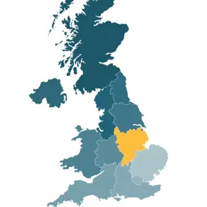 Map of the East Midlands Region